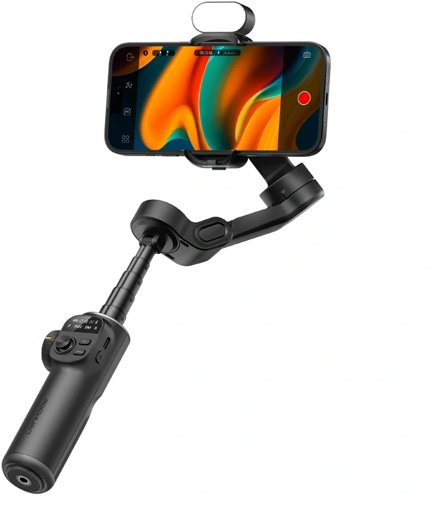 AOCHUAN X2 stabilizatorius su RGB apšvietimu, juodos spalvos