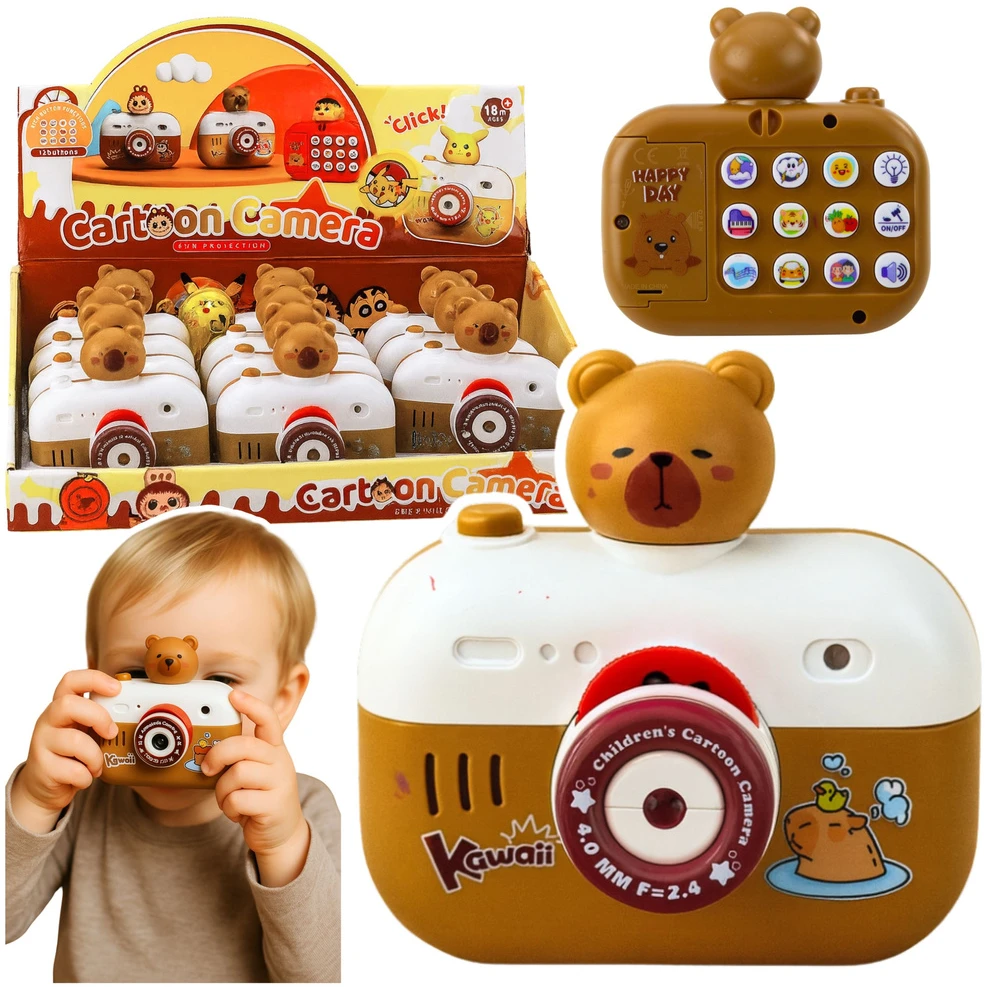 Lean Toys Interaktyvusis kapibaros fotoaparatas su projektoriumi ir garsais