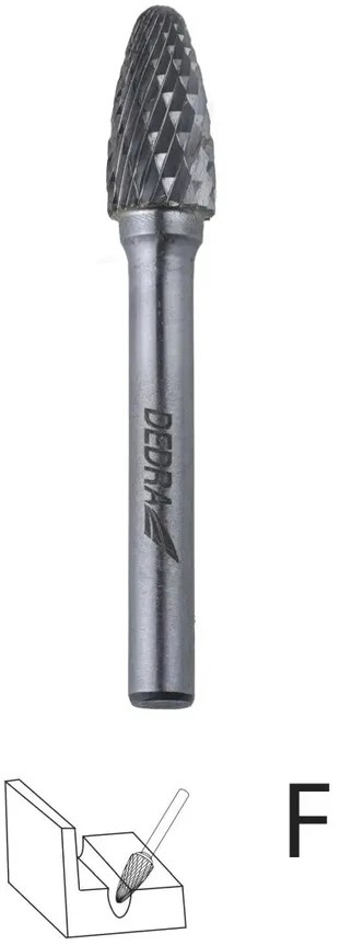 Dedra Apvaliai smailus frezos galas f12x25mm, kotas 6mm