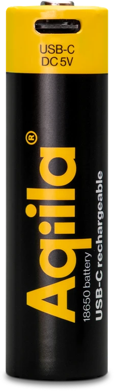 „Aqiila“ – įkraunama USB-C baterija – dydis 18650 – 2000 mAh – 1 pakuotė