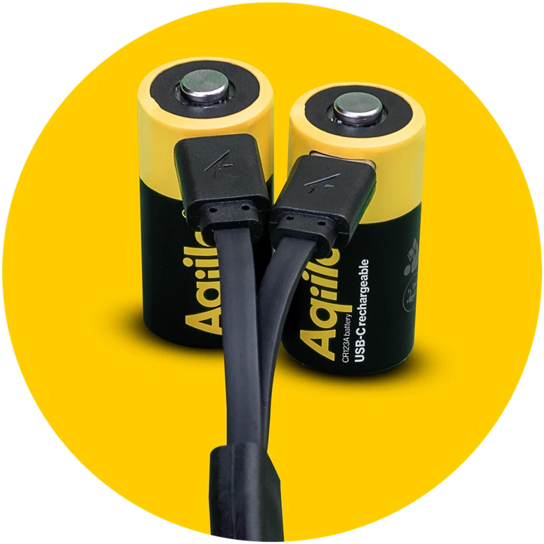 „Aqiila“ – įkraunamos USB-C baterijos – CR123A dydis – 750 mAh – 2 vnt. pakuotėje
