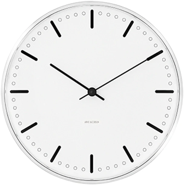 Arne Jacobsen Clocks Arne Jacobsen - Miesto rotušės sieninis laikrodis - Ø16,5 cm - Baltas