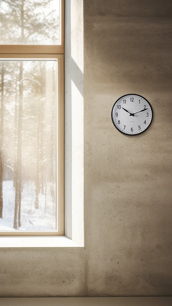 Arne Jacobsen Clocks Arne Jacobsen - Sieninis laikrodis stotelėje - Ø29 cm - Juodas