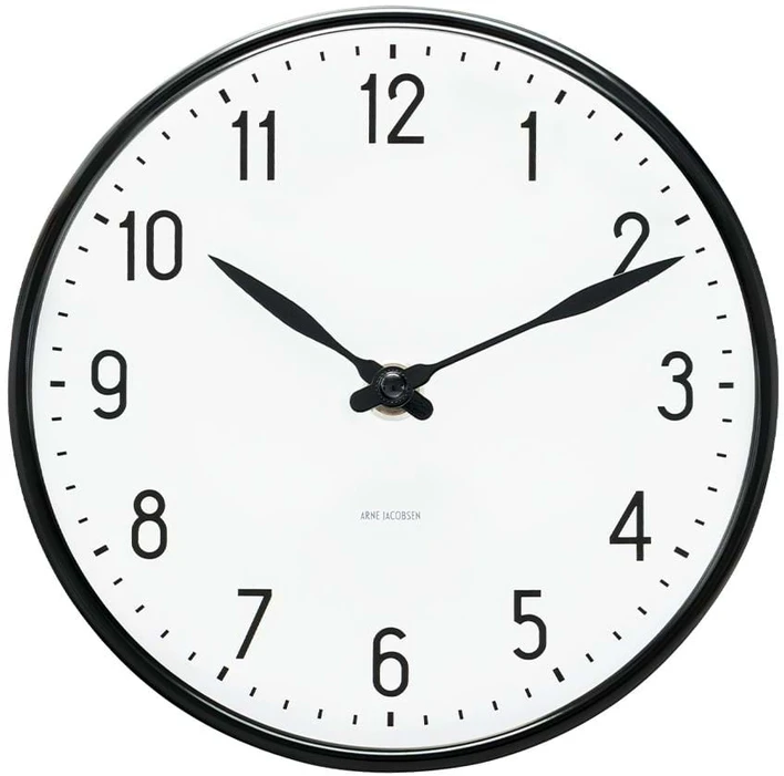 Arne Jacobsen Clocks Arne Jacobsen - Sieninis laikrodis stotelėje - Ø29 cm - Juodas