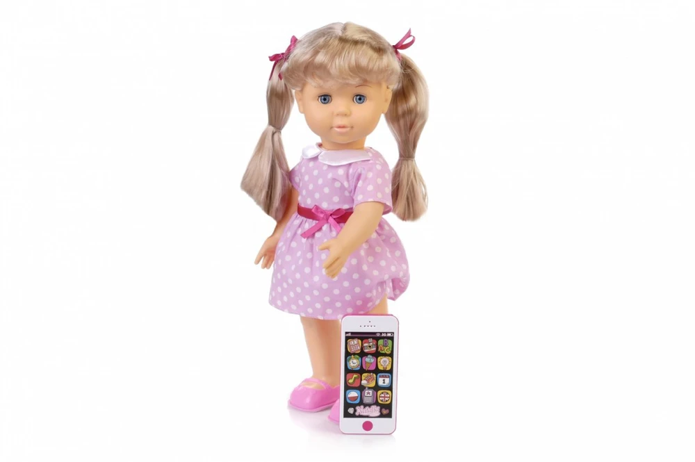 Lalka Lėlė Natalia vaikščiojanti lėlė su išmaniuoju telefonu 41 cm