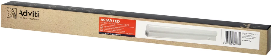 Orno ASTAR LED 4W, po spintele montuojamas linijinis šviestuvas su maitinimo laidu, 360 lm, 4000 K, 2 kontaktų kištukas, kilpinė jungtis, įjungimo/išjungimo jungiklis