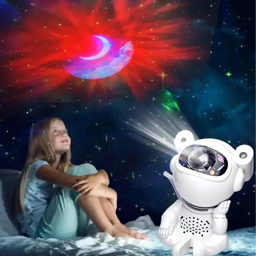 „Astonauta“ žvaigždžių projektorius, naktinė lemputė, vaikų projektorius „Cosmos“, USB nuotolinio valdymo pultas