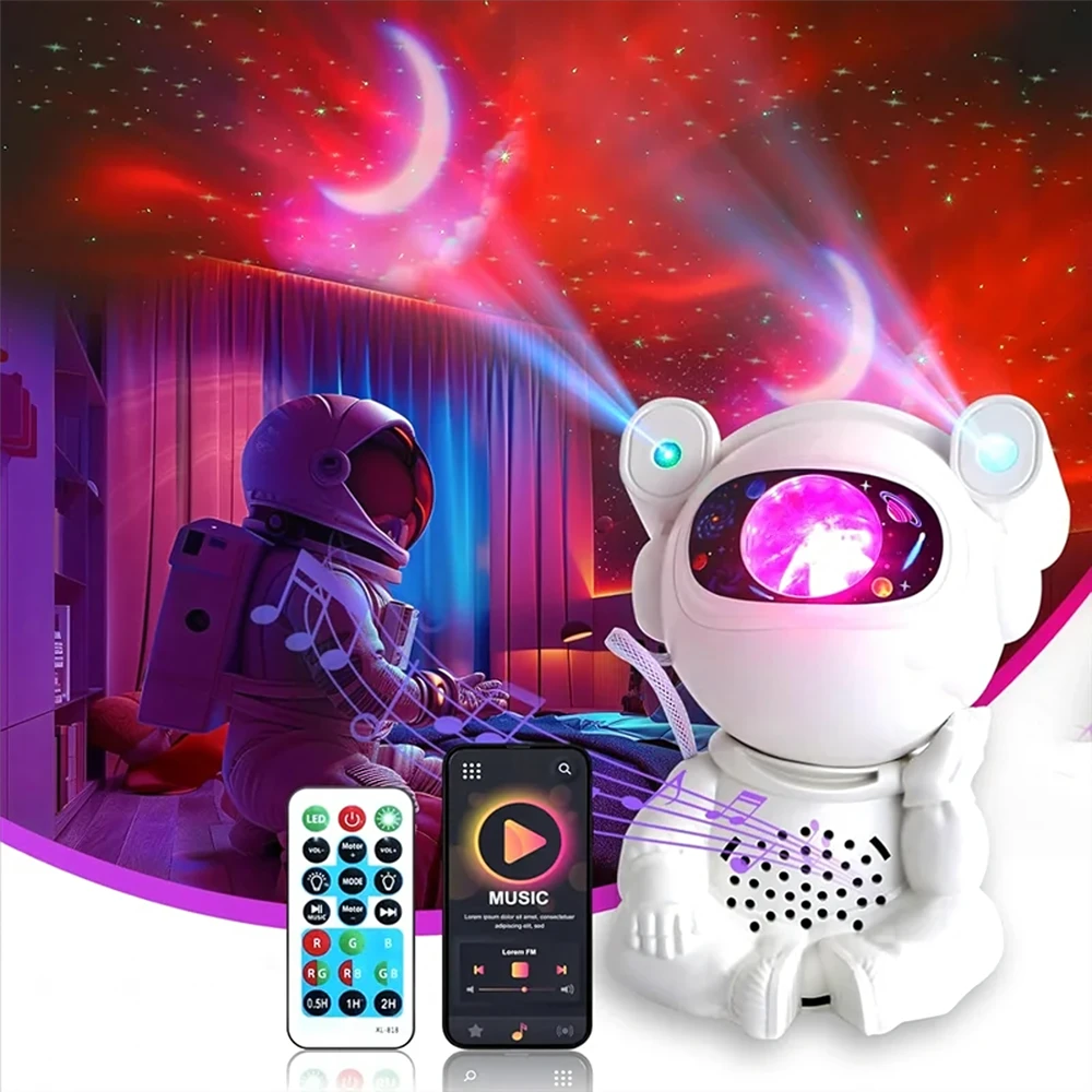 „Astonauta“ žvaigždžių projektorius, naktinė lemputė, vaikų projektorius „Cosmos“, USB nuotolinio valdymo pultas
