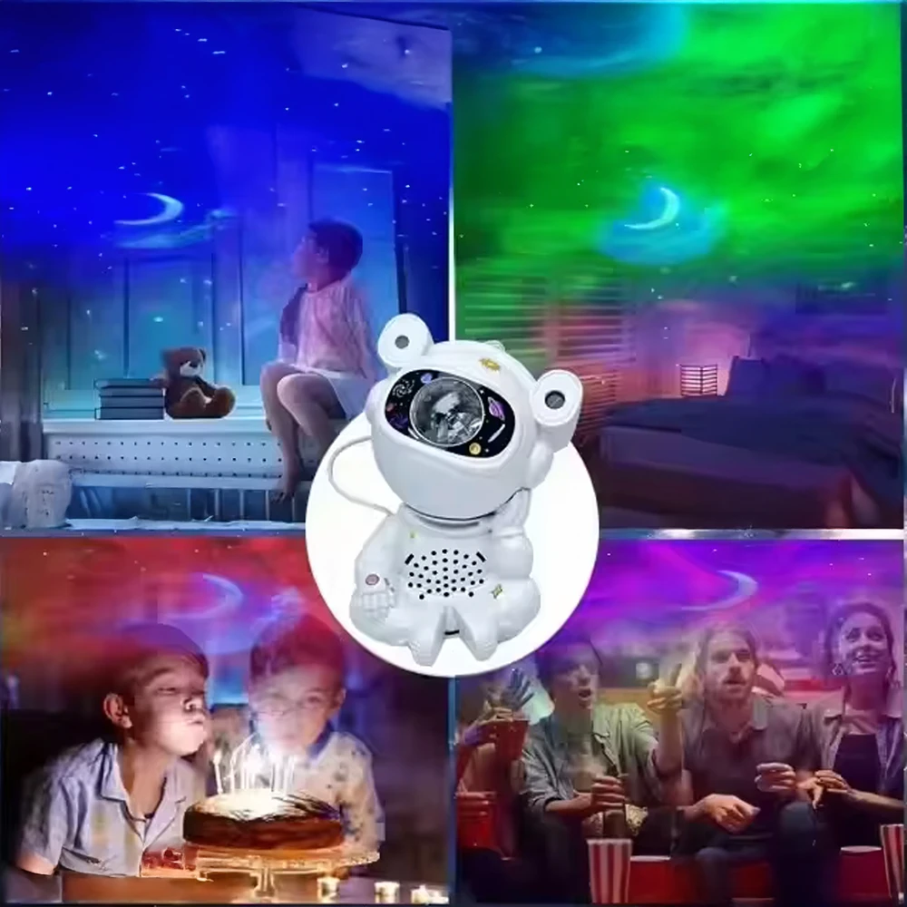 „Astonauta“ žvaigždžių projektorius, naktinė lemputė, vaikų projektorius „Cosmos“, USB nuotolinio valdymo pultas