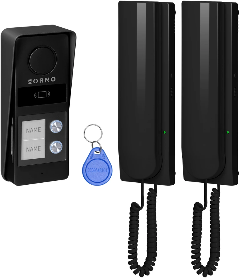 ATIN MULTI, dviejų šeimų domofono komplektas, 2 laidų, RFID, juodas