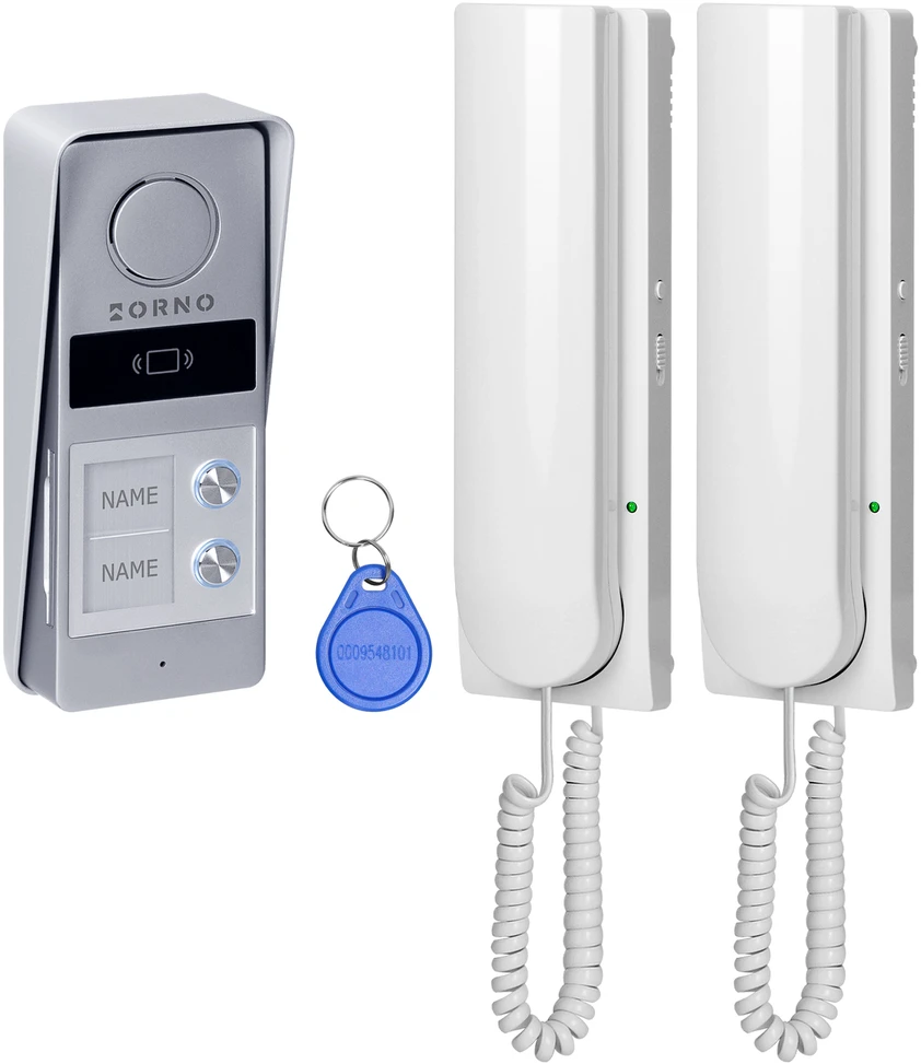 ATIN MULTI, dviejų šeimų domofono komplektas, 2 laidų, RFID, baltas