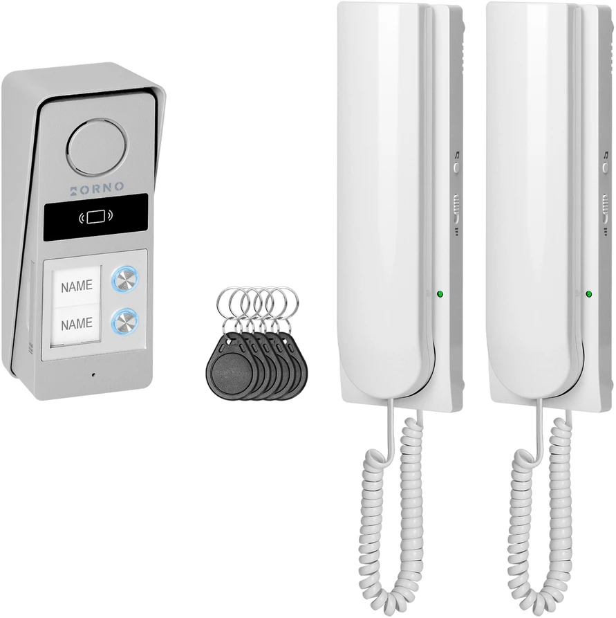 ATIN MULTI, dviejų šeimų domofono komplektas, 2 laidų, RFID, baltas