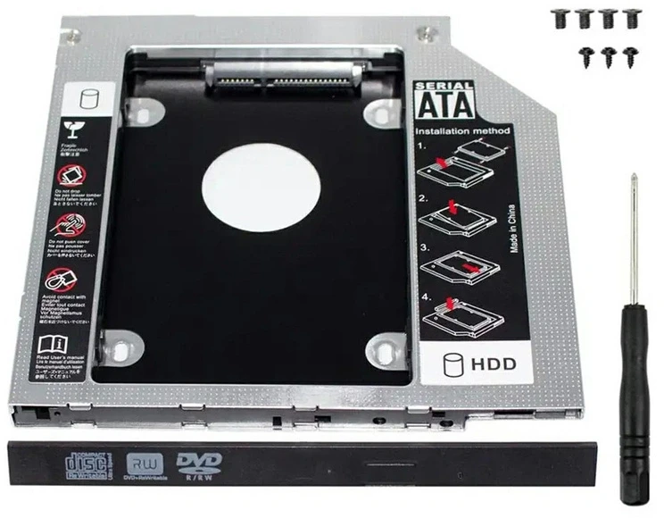 ATL 2,5 colio HDD/SSD dėklas nešiojamam kompiuteriui, 9,5 mm