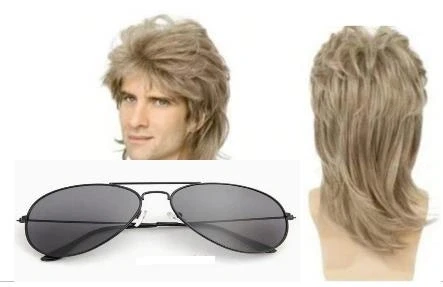 ATL BQ3H Peruka vyriška blond disco retro + okulary
