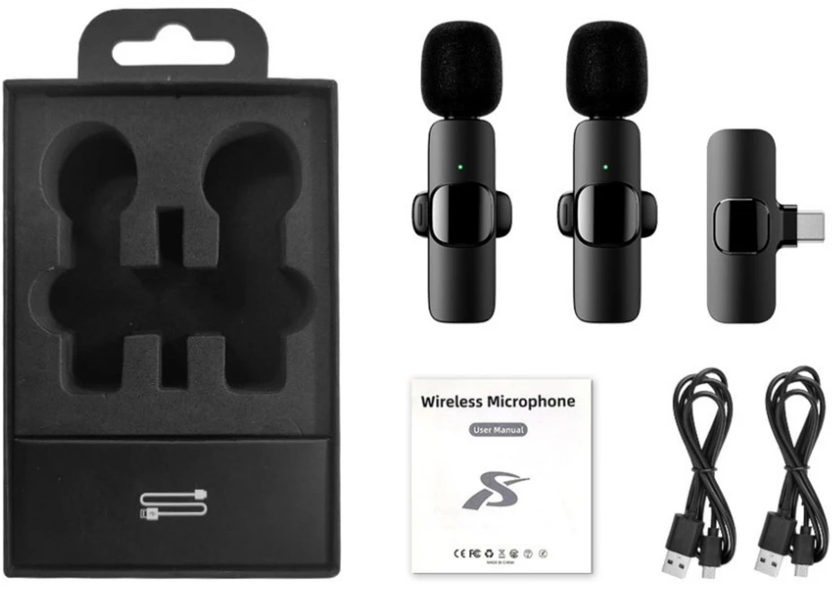 DA704 belaidis USB-C prisegamas mikrofonas, 2 vnt.