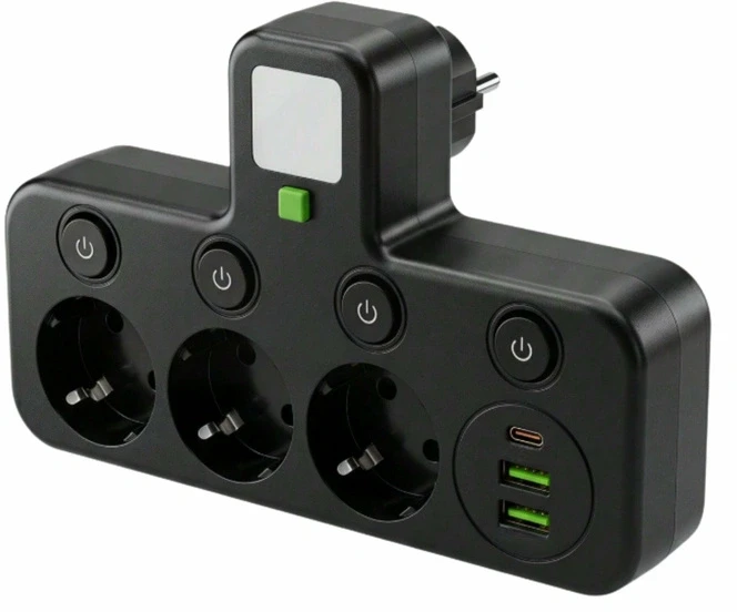 ATL DA706A Ilgintuvas su jungikliu 3x230V skirstytuvas 3xUSB + lemputė