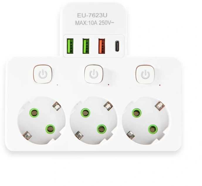ATL DA714C Prailgintuvas 3 lizdai + 3xUSB + USB-C 3m