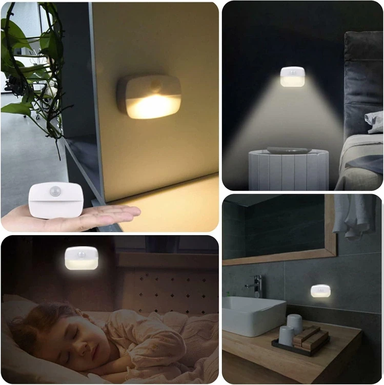 ZD156 LED naktinė lemputė su judesio jutikliu, 3000K, 6x4x2 cm, balta
