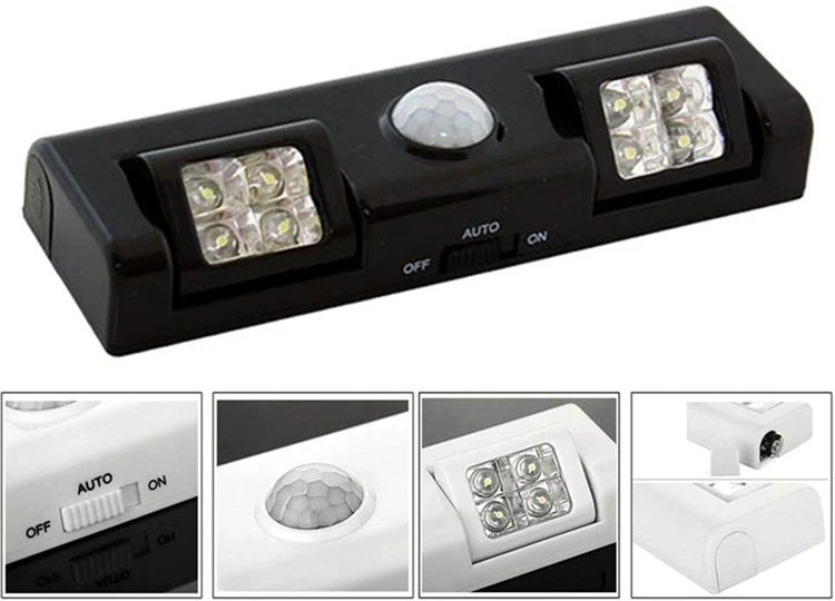 ATL LED Lempa su judesio ir prieblandos jutikliu, 8 LED, juoda