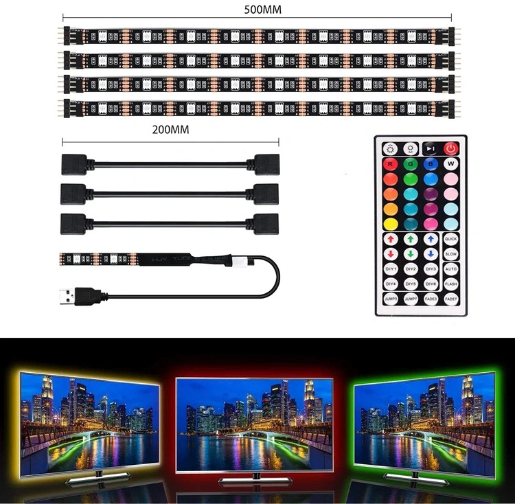 ZD4D Išmaniojo (Smart TV) ir televizoriaus priedas LED juostelė televizoriaus apšvietimui RGB 4x50cm
