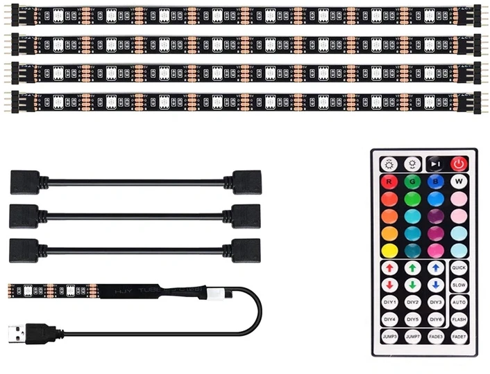 ZD4D Išmaniojo (Smart TV) ir televizoriaus priedas LED juostelė televizoriaus apšvietimui RGB 4x50cm