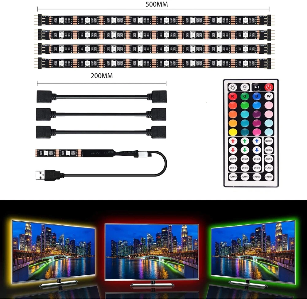Zd4D Išmaniojo (Smart TV) ir televizoriaus priedas LED juostelė televizoriaus apšvietimui RGB 4x50cm