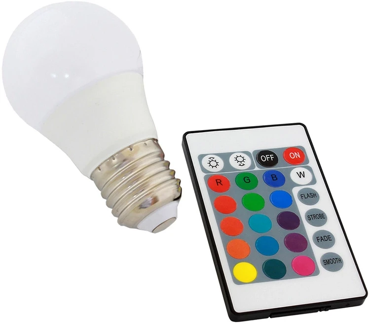 ATL LED lemputė RGB E27 su nuotolinio valdymo pultu, 3W