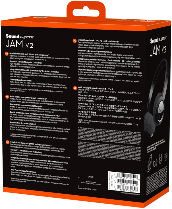 Creative Sound Blaster JAM V2 belaidės ausinės juodos spalvos Bluetooth 5.0