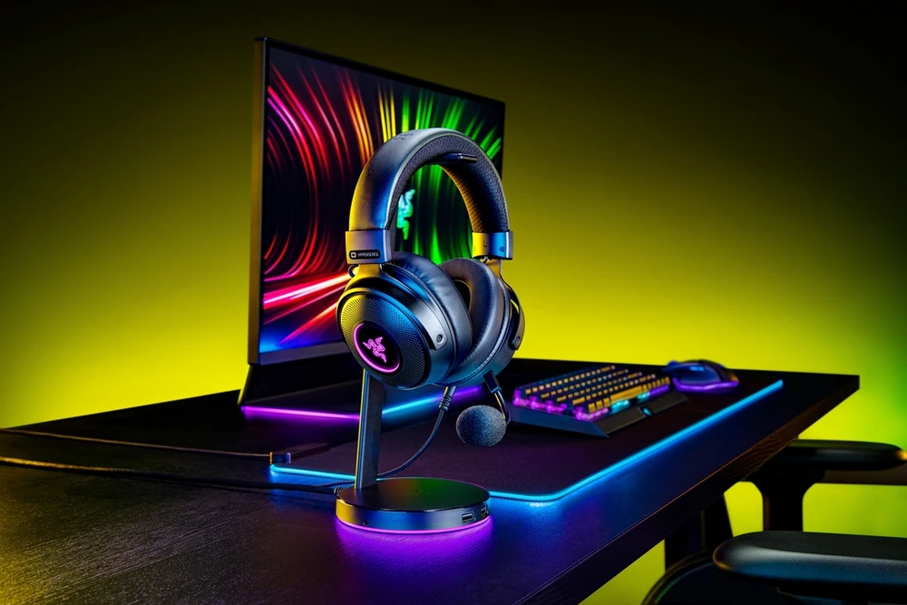 Žaidimų Ausinės Razer Kraken V3 HyperSense, USB jungtis, Chroma RGB, Juodos