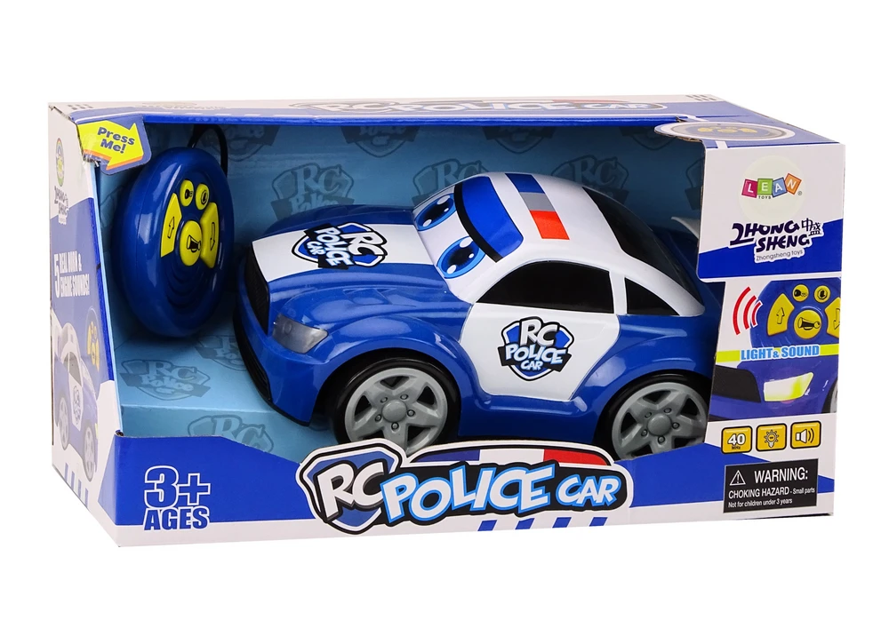 Lean Toys Nuotoliniu būdu valdomas animacinis policijos automobilis su šviesomis ir garsais