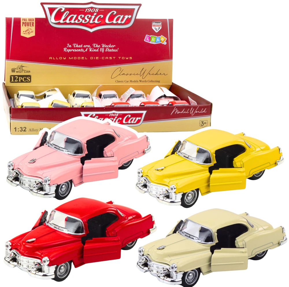 Lean Toys Klasikinis metalinis automobilis 1:32 su pavara ir atidaromomis durelėmis