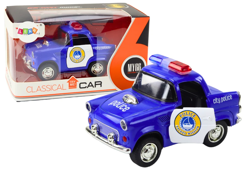 Lean Toys Klasikinis policijos automobilis 1:38 su šviesomis ir garsais, mėlynas