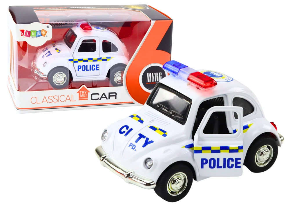 Lean Toys Klasikinis 1:38 Mastelio Policijos Automobilis su Šviesomis ir Garsu