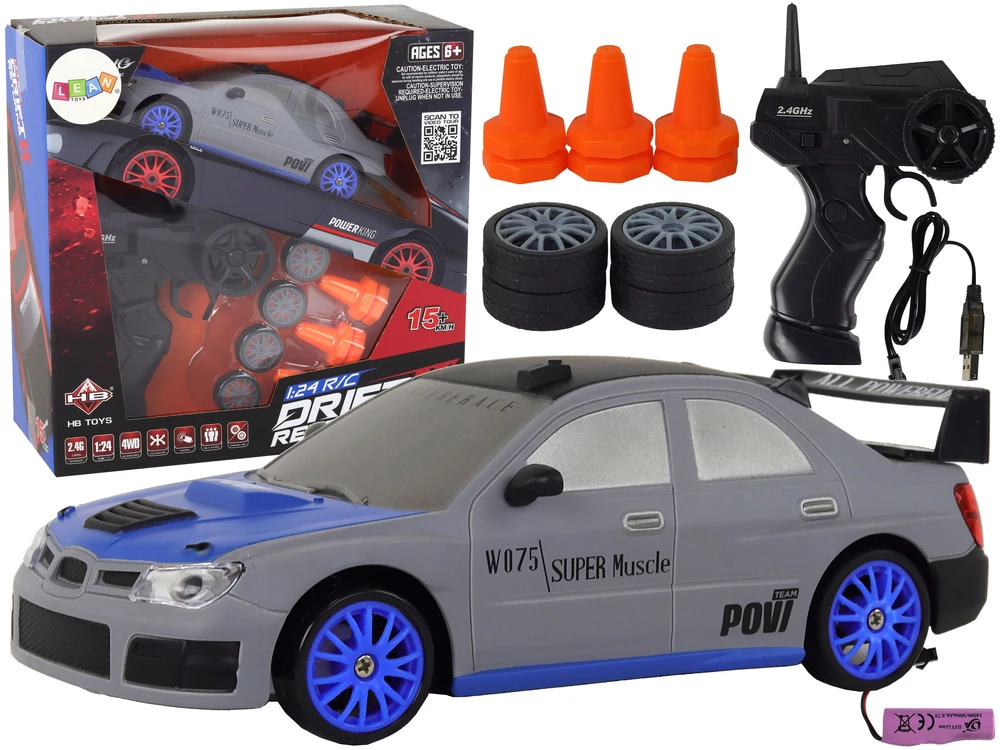 Lean Toys Pilkas R/C sportinis automobilis 1:24 – keičiamų ratų komplektas