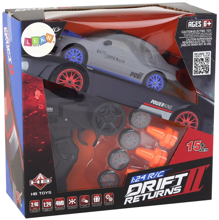 Lean Toys Pilkas R/C sportinis automobilis 1:24 – keičiamų ratų komplektas