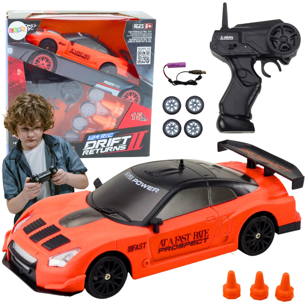 Lean Toys Nuotoliniu būdu valdomas sportinis automobilis 1:24 su keičiamais ratais