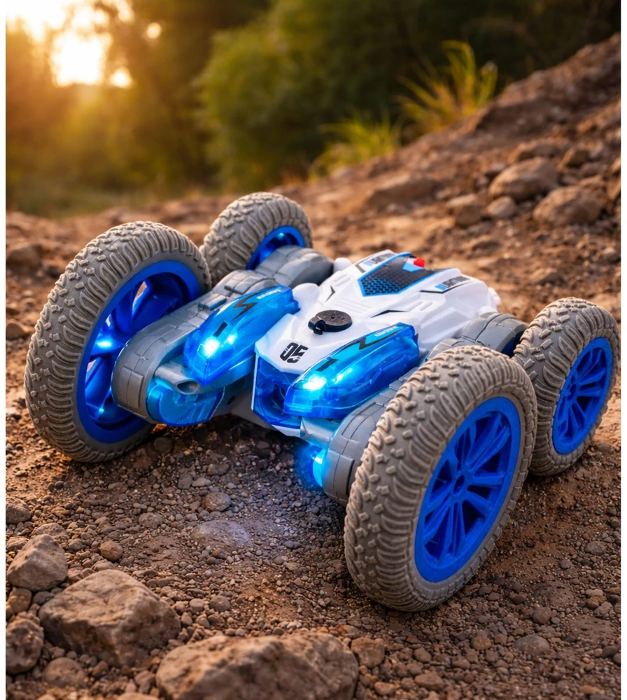 Lean Toys Nuotoliniu būdu valdomas triukų automobilis su šviesos efektais