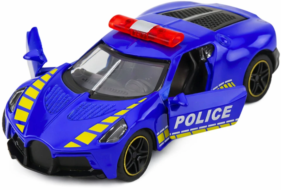 Lean Toys Policijos sportinis automobilis mėlynas 12 vnt.