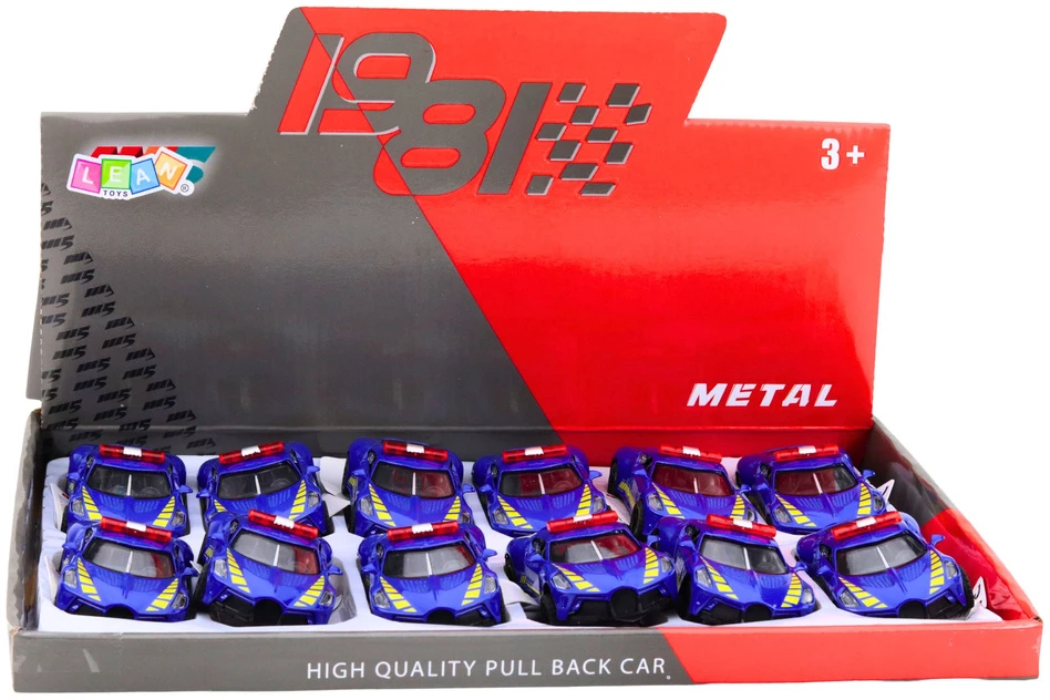 Lean Toys Policijos sportinis automobilis mėlynas 12 vnt.