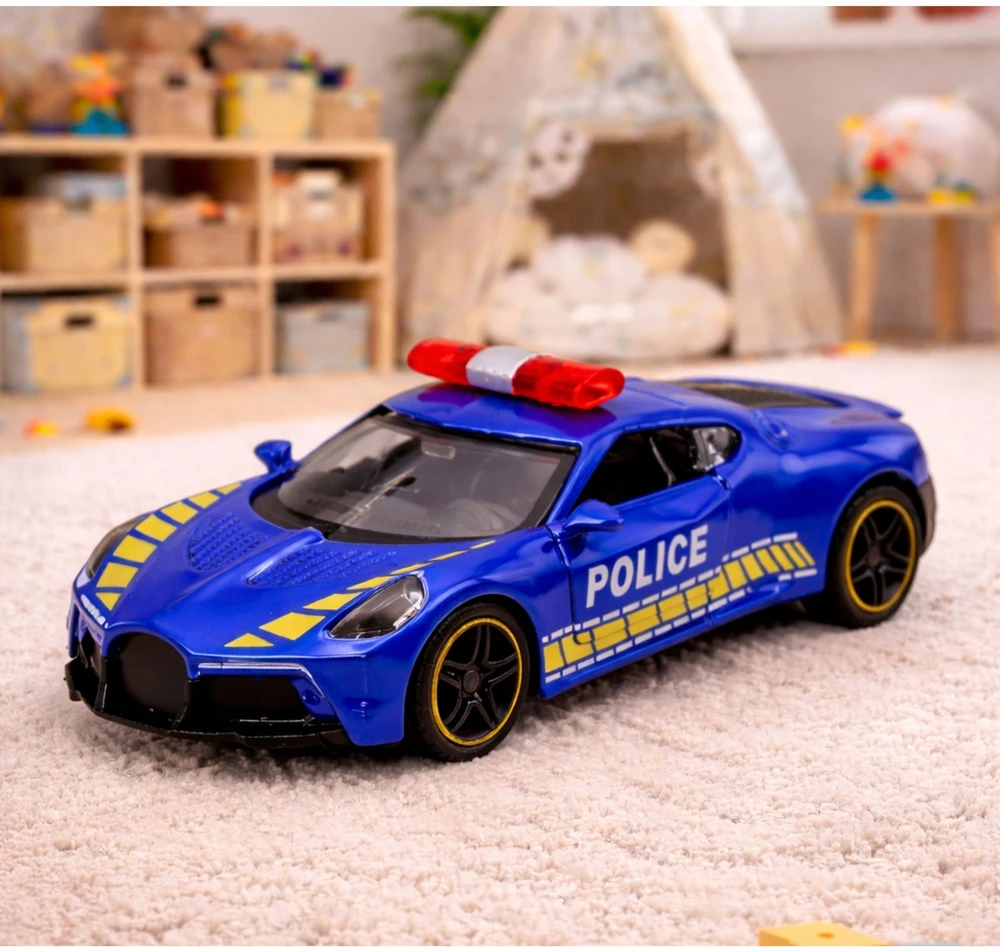 Lean Toys Policijos sportinis automobilis mėlynas 12 vnt.