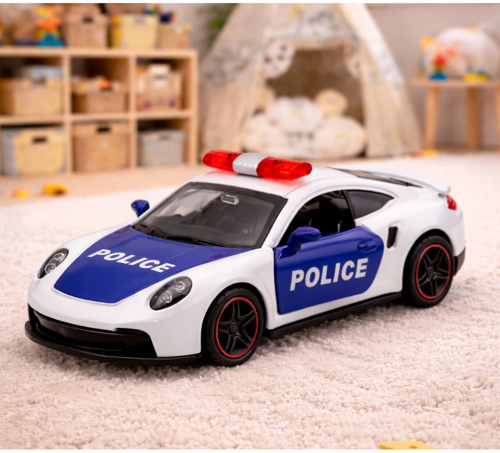 Lean Toys Policijos sportinis automobilis baltas–mėlynas