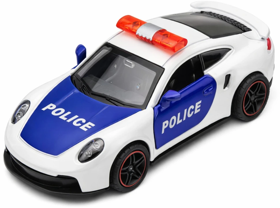 Lean Toys Policijos sportinis automobilis baltas–mėlynas