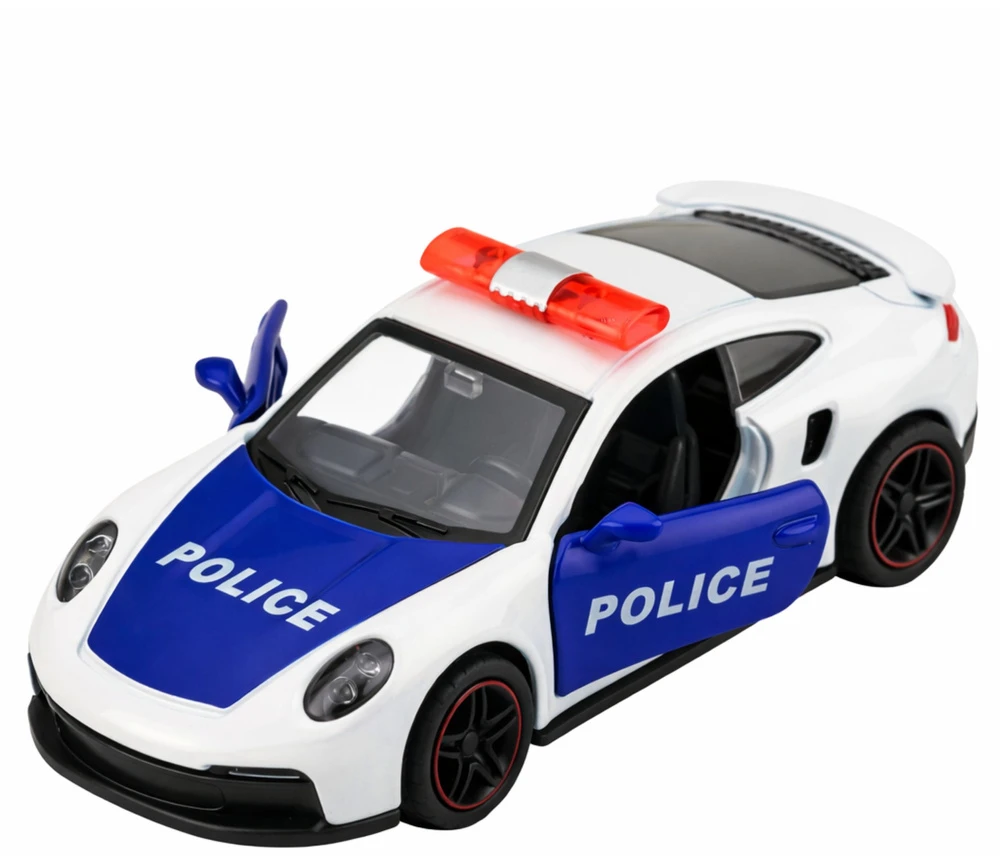 Lean Toys Policijos sportinis automobilis baltas–mėlynas