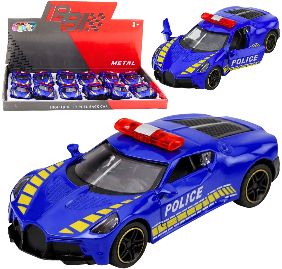 Lean Toys Policijos sportinis automobilis mėlynas 12 vnt.