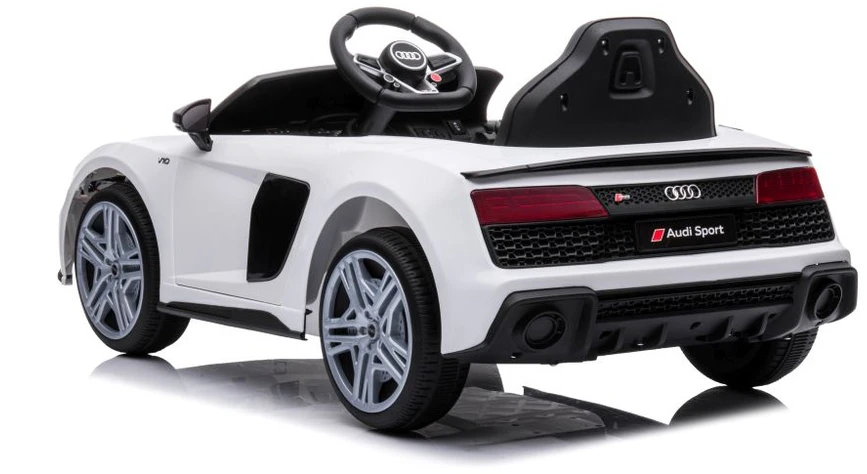 Lean Cars Vienvietis elektromobilis vaikams: Audi R8 Lift A300, baltos spalvos