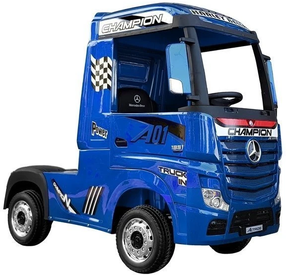 Lean Cars Vaikiškas elektromobilis sunkvežimis Mercedes Actros mėlynas lakuotas su MP4