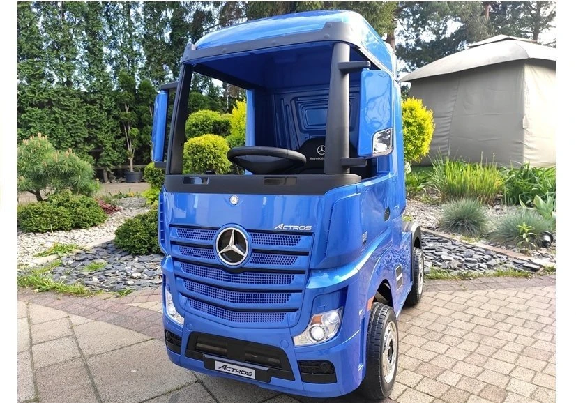 Lean Cars Vaikiškas elektromobilis sunkvežimis Mercedes Actros mėlynas lakuotas su MP4