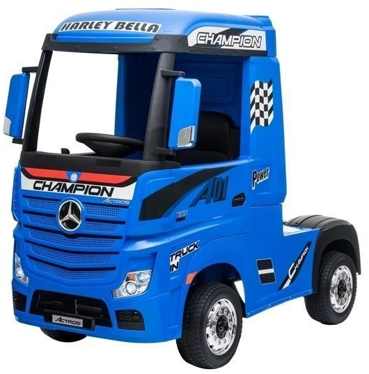Lean Cars Vaikiškas elektromobilis sunkvežimis Mercedes Actros mėlynas lakuotas su MP4