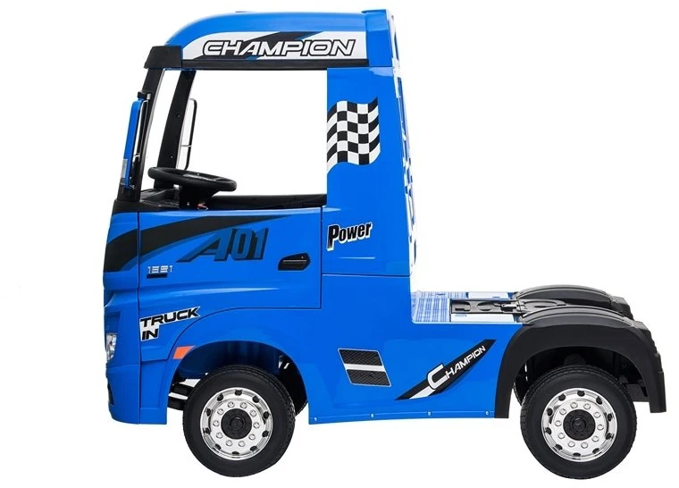 Lean Cars Vaikiškas elektromobilis sunkvežimis Mercedes Actros mėlynas lakuotas su MP4