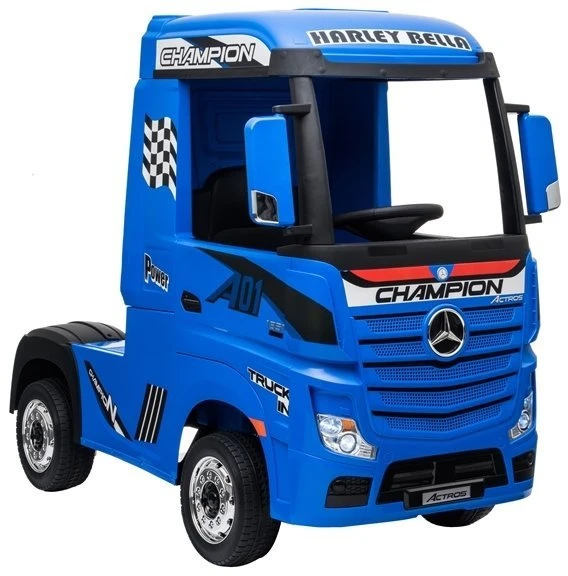 Lean Cars Vaikiškas elektromobilis sunkvežimis Mercedes Actros mėlynas lakuotas su MP4
